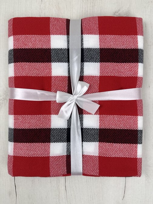 Плед Элис с бахромой Влади, красный-белый-антрацит