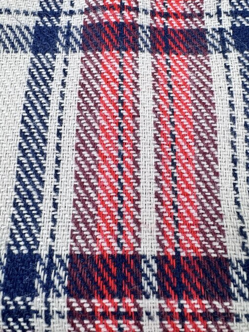 Плед Элис с бахромой Влади, бежевый-красный-синий, В15