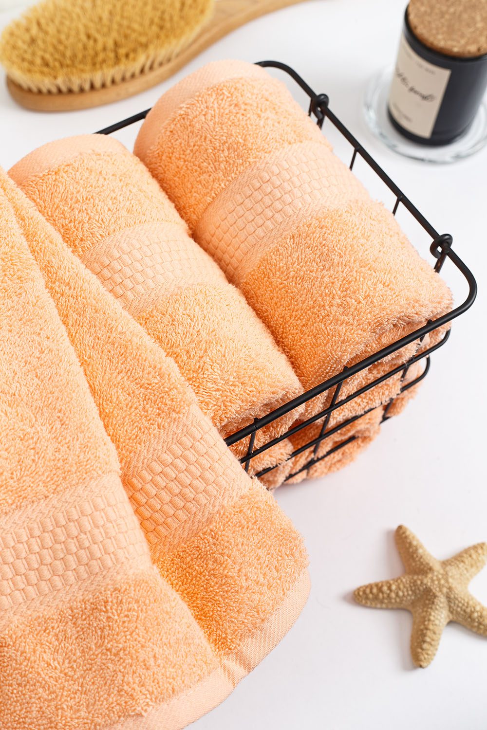 Полотенце махровое Соты 400гр/м2, 028 персик