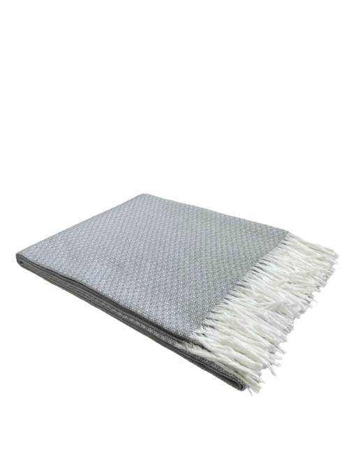 Плед Валенсия с бахромой Влади, белый дымчатый, BOUCLE REPS