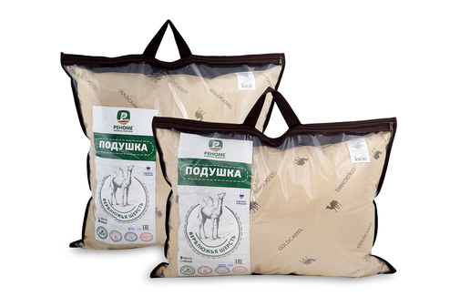 Подушка верблюжья шерсть, заменитель лебяжьего пуха тик  Реноме