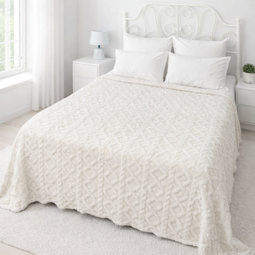 Плед однотонный жаккард Gammi Реноме, GAM-017 косичка молочный