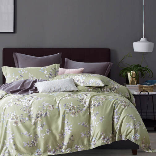 КПБ  поплин Оливковая коллекция с простыней на резинке (90*200*25) Реноме<УУ 6745> 