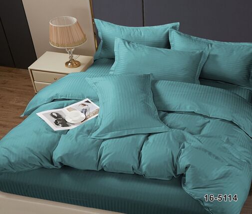 КПБ  микрофибра-страйп Pandora<№16-5114  Пыльно бирюзовый>