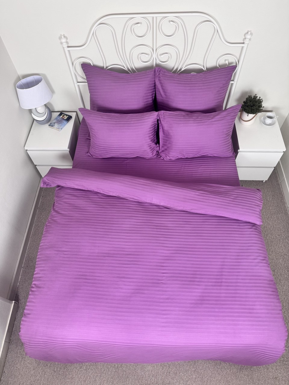 КПБ страйп-сатин однотонный Графитовая коллекция Реноме<Ss-007 Сливовый>