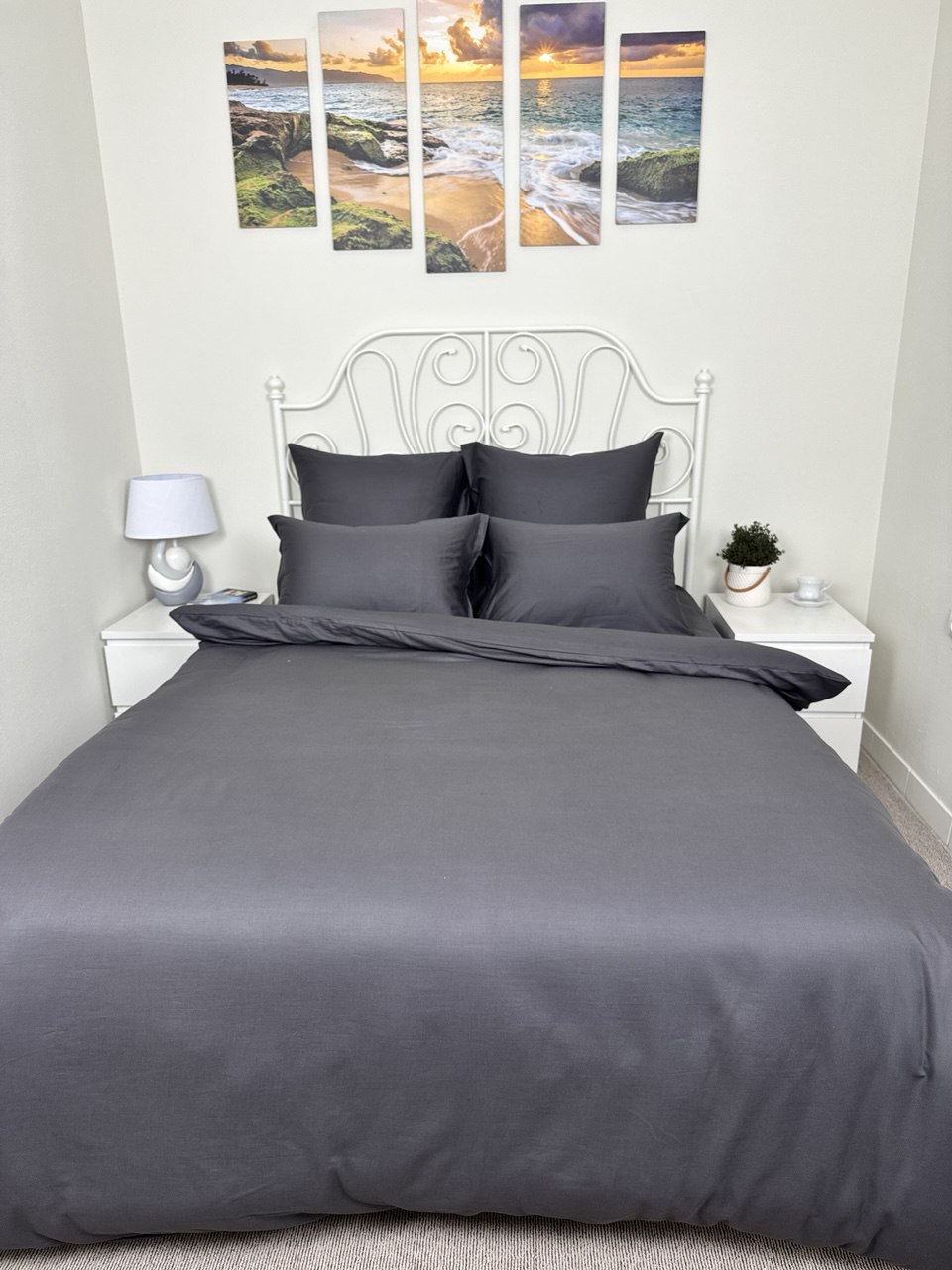 КПБ  сатин однотонный Темно-синяя коллекция Реноме<OS-003 Графит> 