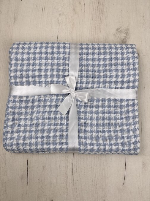 Плед Марокко с бахромой Влади, белый-голубой, Chanel