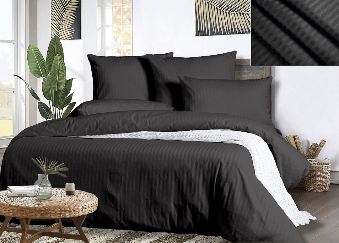 КПБ  страйп-сатин 4 наволочки Viola<СС-040 черный Скидка Акция26>