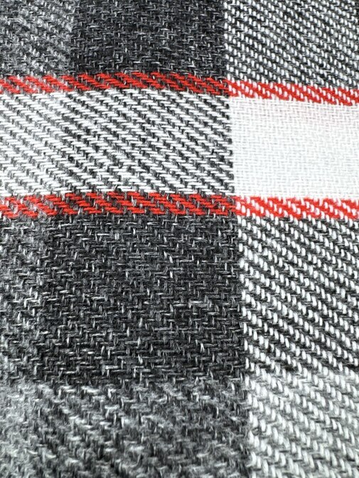 Плед Элис с бахромой Влади, белый-серый-красный, В6