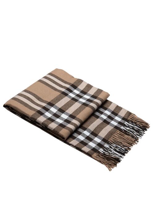 Плед Элис с бахромой Влади, белый-бежевый-коричневый, В5