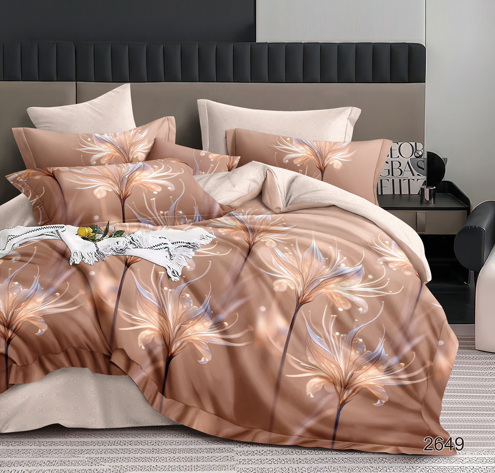 КПБ  сатин Темно-синяя коллекция с простыней на резинке (160*200*25) Стандарт Реноме<St-2649> 