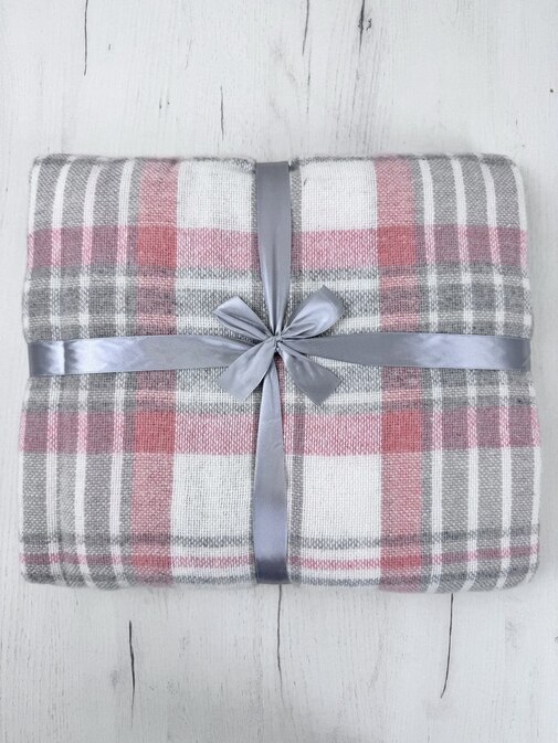 Плед Метро с бахромой Влади, белый-серый-красный, CANNY