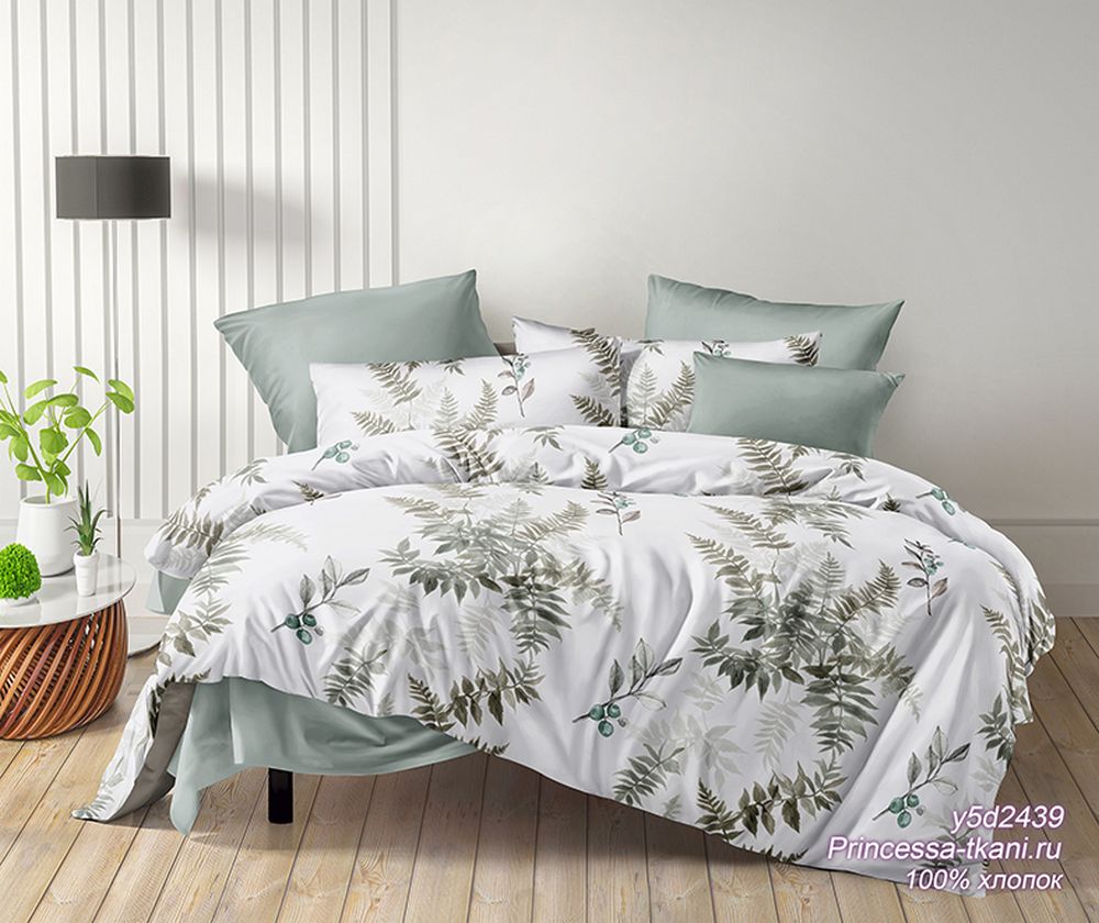 КПБ  поплин Оливковая коллекция Реноме<УУ 2439> 