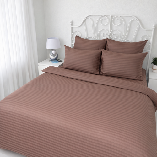 КПБ страйп-сатин однотонный Графитовая коллекция Реноме<Ss-002 Горький шоколад>