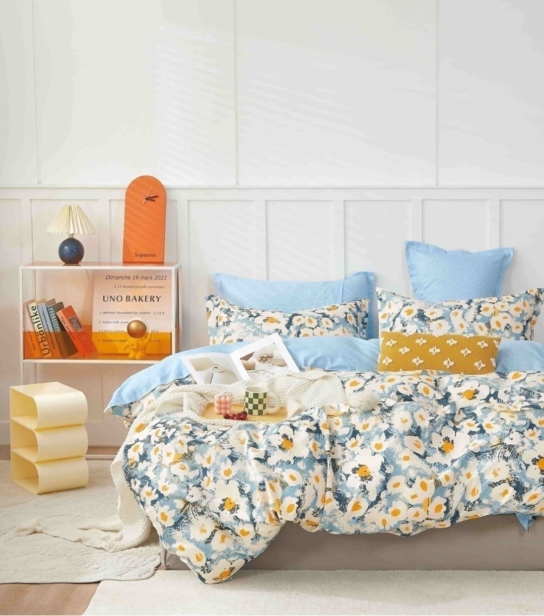 КПБ  сатин Темно-синяя коллекция с увеличенной простыней Реноме<ПП 7136 Скидка> 