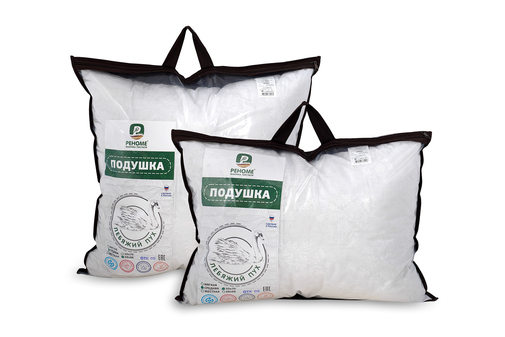 Подушка заменитель лебяжьего пуха тк хлопковая Реноме