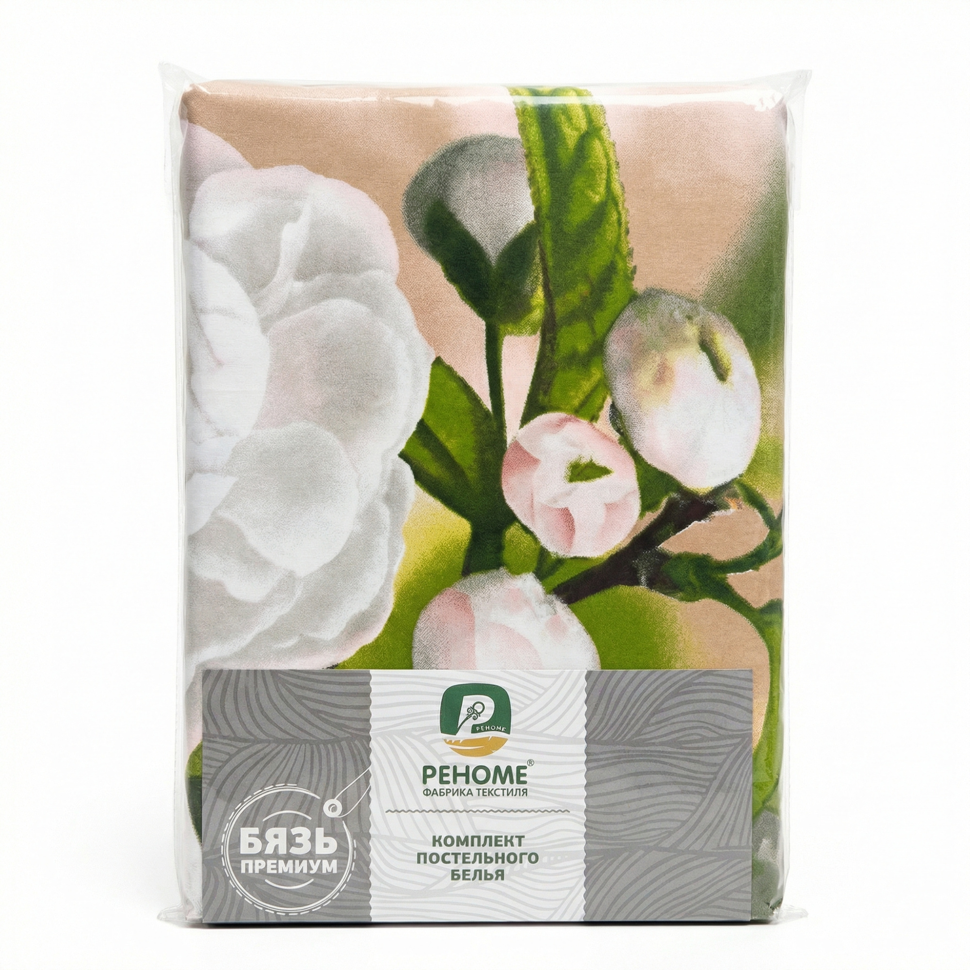 КПБ  бязь Премиум Реноме<6321-1 Белые бутоны> 