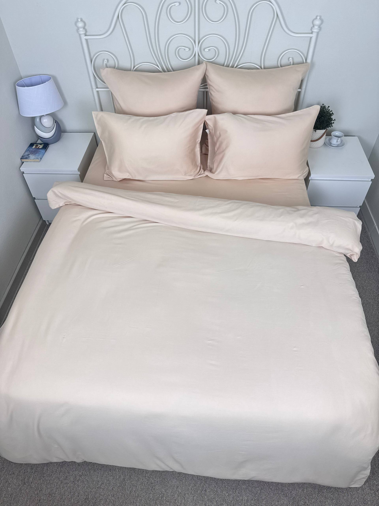 КПБ  сатин однотонный Темно-синяя коллекция Реноме<OS-009 Бежевый> 